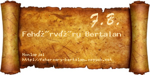 Fehérváry Bertalan névjegykártya
